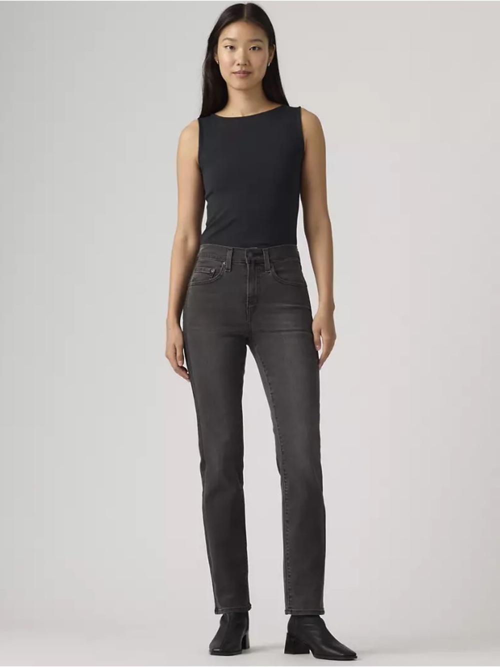 Levi's | Women’s Charcoal Black Premium 724 High-Rise Straight Leg Jeans Size 34